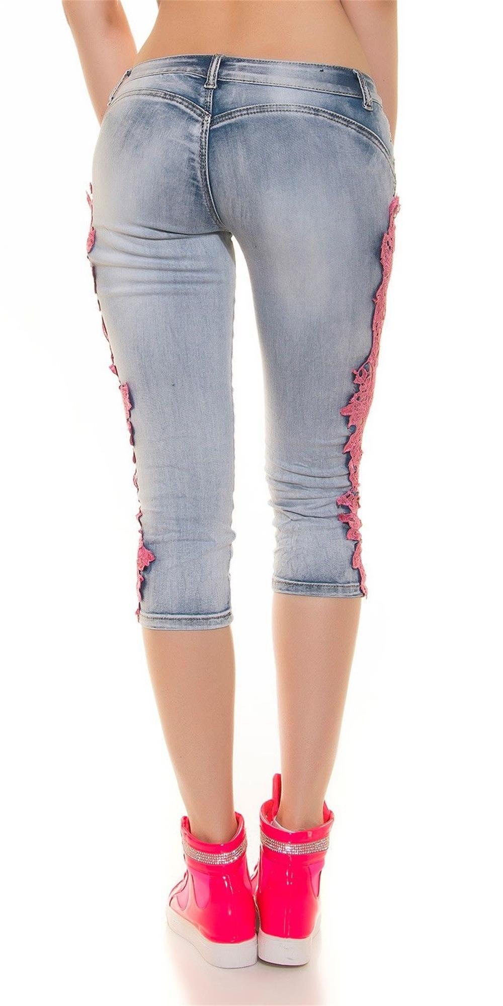 SZ60124-3 Женские лоскутные кружевные джинсы с цветочным рисунком, повседневные джинсовые брюки-карандаш